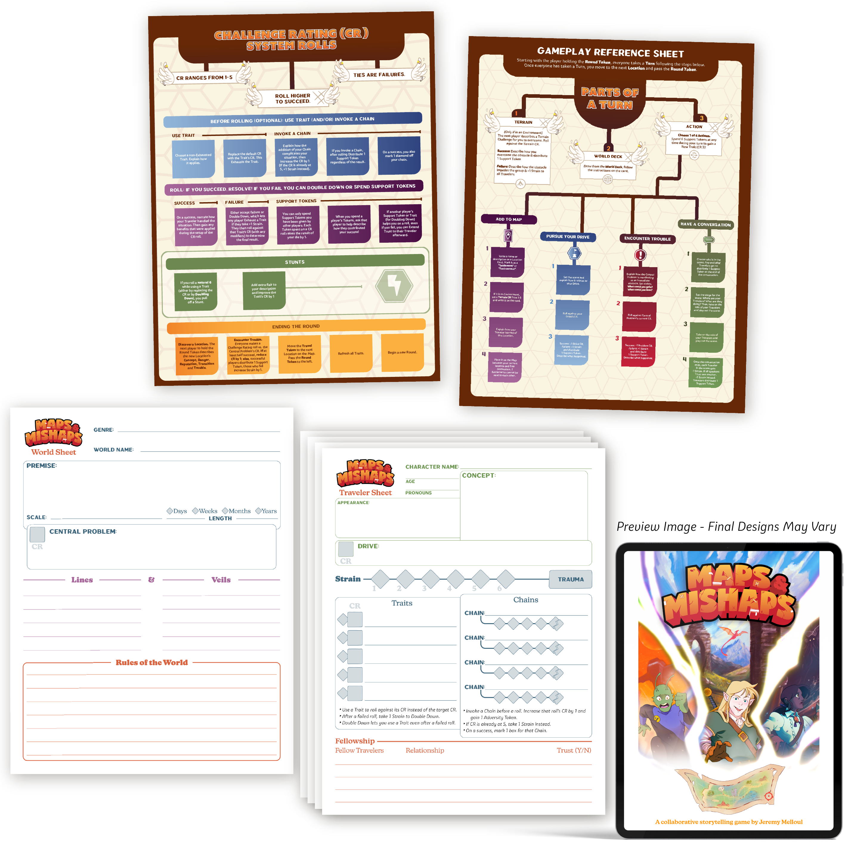 Maps & Mishaps Playsheets